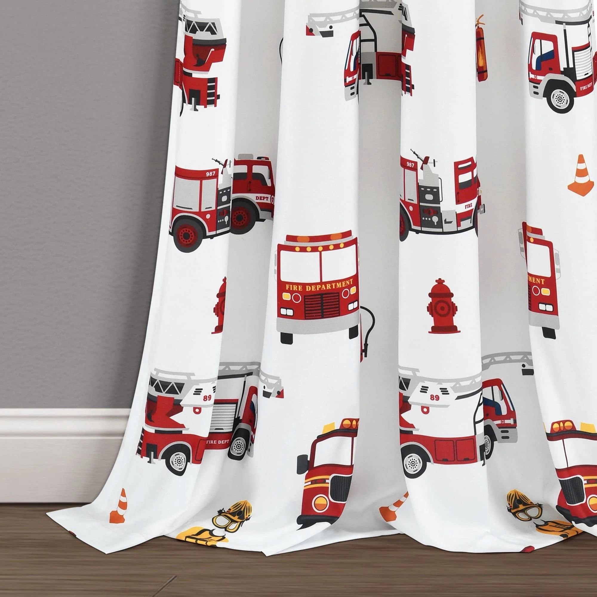 Make A Wish Fire Truck Window Curtain Panels, 84-inches in L, Set of 2