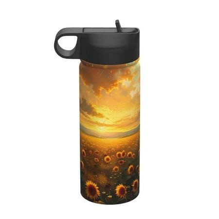 

Goofa Sunflower Sunset Rainfall for Insulated Kettle 18oz Water Bottle Insulated Tumbler with Handle & Flip Straw - Fits in Cup Holder Leak Resistant Tumbler