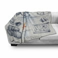 thumbnail image 3 of Travel Soft Flannel Fleece Throw Blanket, Anchor Bottle and Map Nautical Holiday Adventure with Tropical Island, Cozy Plush for Indoor and Outdoor Use, 70" x 90", Dark Blue Orange White, by Ambesonne, 3 of 6