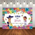thumbnail image 1 of Boy or Girl Seor or Seorita Gender Reveal Background Mexican He or She Floral Colorful Flags Party Decor Cake Table Supplies 7x5ft, 1 of 4