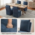 thumbnail image 4 of Usaint Upholstered Dining Chair with Casters and Storage, Fabric Rolling Desk Chair with Wheels for Home Office Living Room, Easy Assembly, Navy, 4 of 6