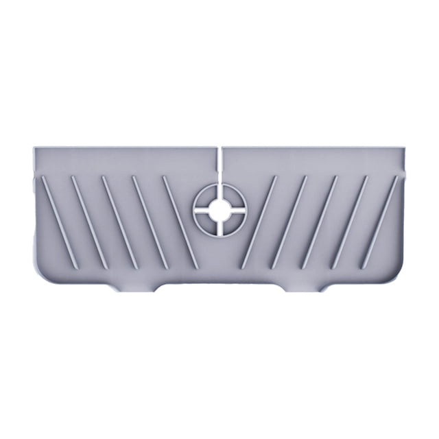 Silicone Sink Faucet Splash Guard Mat - Quick-Drain Kitchen/Bath Counter Protector (35x14cm Non-Slip Organizer)