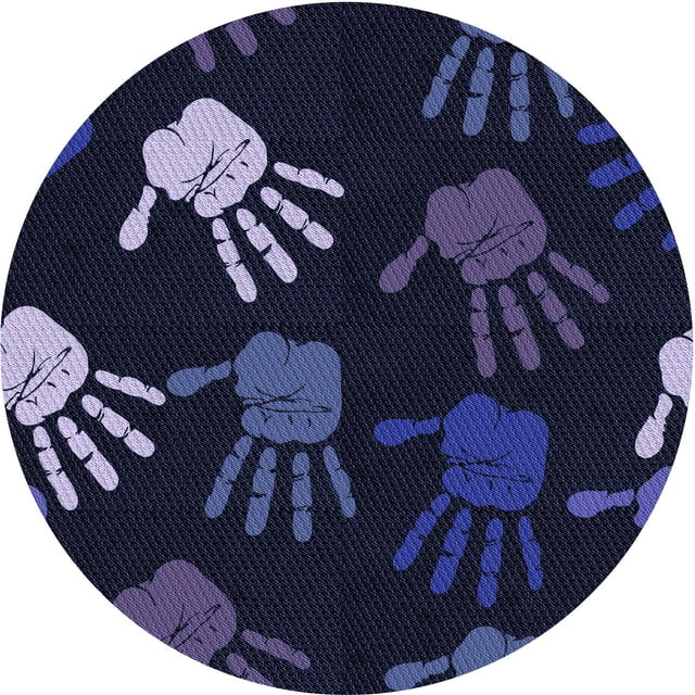 Ahgly Company Machine Washable Indoor Round Transitional Deep Periwinkle Purple Area Rugs, 3' Round