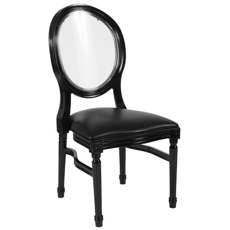 Lowes Chair Flash Furniture HERCULES Series 900 lb. Capacity King Louis Chair with Transparent Back, Black Vinyl Seat and Black Frame ()