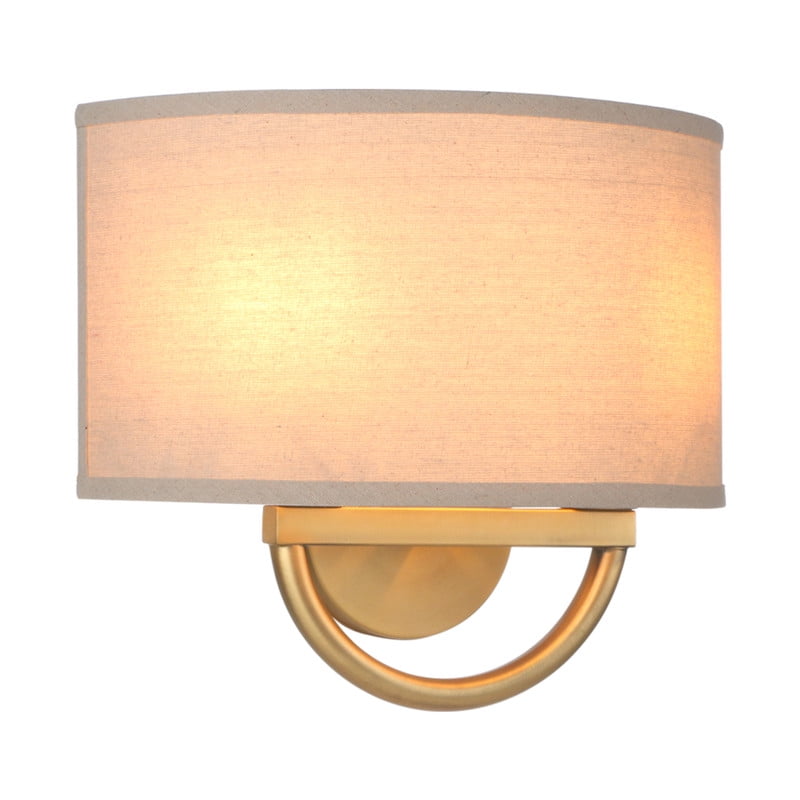 Pathson Fabric Wall Lamp with SemiCircle Linen Lampshade,Bedroom Bedsides Living Room Light