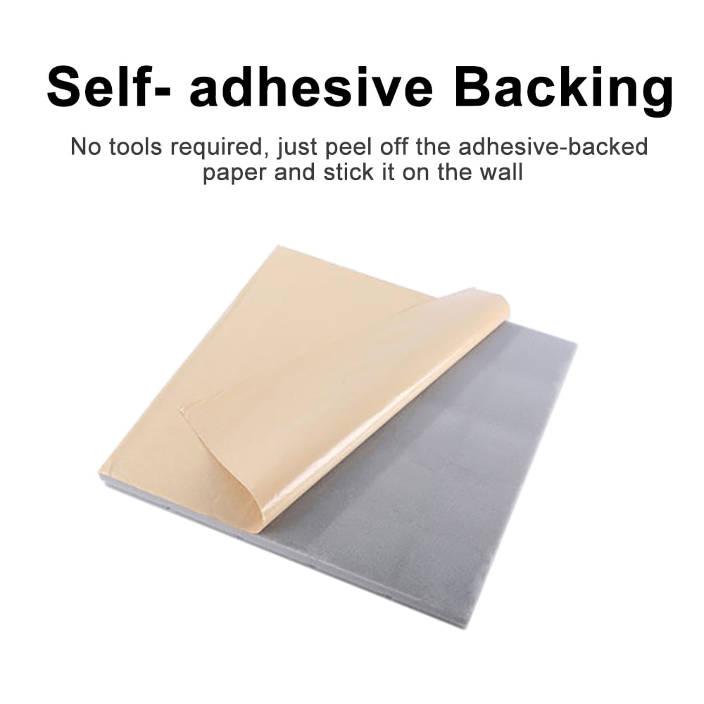 Sound Absorbing Noise Dampening Acoustic Self-adhesive Panel Wall Treatment 9" x 9" x 0.4", Black Square, 12-pack