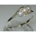 thumbnail image 2 of LBG British Made 10k White Gold Cultured Pearl Womens Trilogy Ring - 33 size options - Size 5.75, 2 of 6