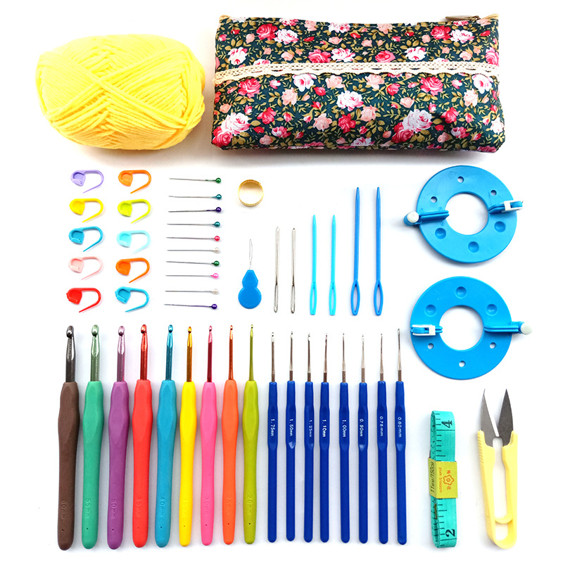 Crochet Hooks Kit Yarn Knitting Needles Sewing Tool Grip Bag Craft 30Pcs//Set