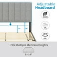 thumbnail image 4 of Boyd Sleep Leah Gray Linen Queen Size Fully Upholstered Platform Bed Frame with Adjustable Headboard, 4 of 17