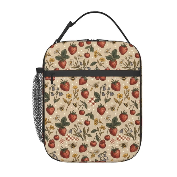 Strawberry Lunch Tote Bag Reusable Insulated Thermal Cooler Container Bag for Work Picnic Travel Fishing Beach