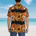 thumbnail image 4 of Balery Sunflower Gnomes and Bees Camisas hawaianas de manga corta para hombre, camisas playeras de corte holgado, camisas de vacaciones con botones,Medium, 4 of 7