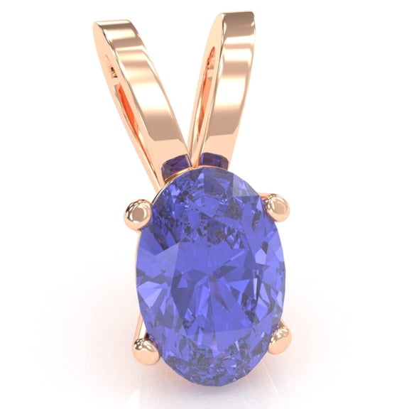 Tanzanite Oval Solitaire Pendant In 14k Rose Gold