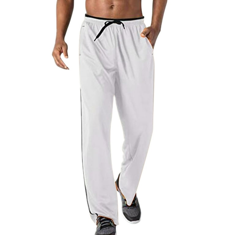 2DXuixsh Mens Elastic Waistband Pants Breathable Jogger Sweatpants Mesh Pockets  Men's Running Pants Zipper Men's Pants Warm Up Pants Men Polyester White Xl  