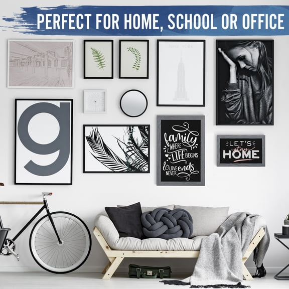HBCY Creations Rustic Grey Magnetic Wall Chalkboard, Small Size 11" x 17", Framed Decorative Chalkboard with Eraser (11" x 17")