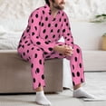 thumbnail image 7 of Qekee Rose red polka dots Print Men's Pajama Sets, PJS Long Sleeve Sleepwear 2 PCS Button Down Lounge Set,Men's Long Sleeve Pajama Set-Large, 7 of 7