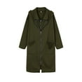 thumbnail image 3 of Women's Hooded Pocket Sweatshirt Zipper Mid Length Loose Jacket Solid Color Hoodie Plus Size Coats for Women Green 3XL, 3 of 5