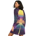 thumbnail image 2 of FORMRS Womens Long Sleeve Nightgowns Crew Neck Sleep Shirt Soft Pajamas Sizes S-3XL, Neon Road, 2 of 8