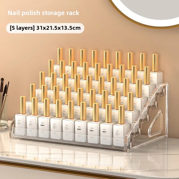 Soporte de exhibición de esmalte de uñas acrílico multicapa, estante de almacenamiento de cosméticos transparente, soporte de escalera de aceite de Gel de lápiz labial de escritorio