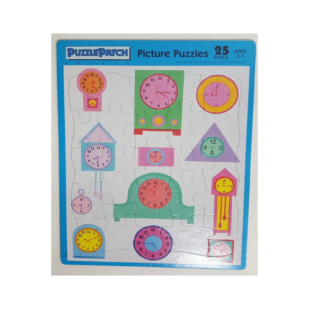 Puzzle Patch Picture Puzzles Frame Tray "Time/Clocks" 25 Piece Ages 37