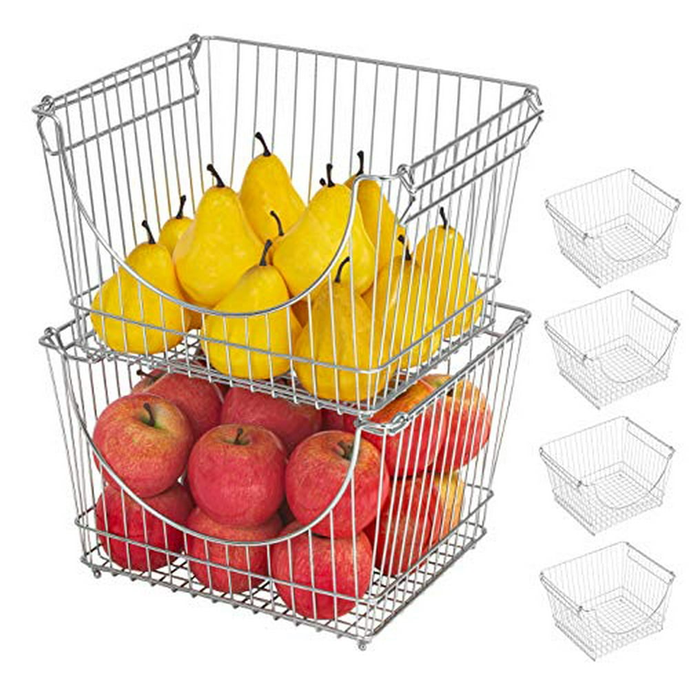 Smart Design Stacking Basket Bin Pantry Freezer Storage Organizer