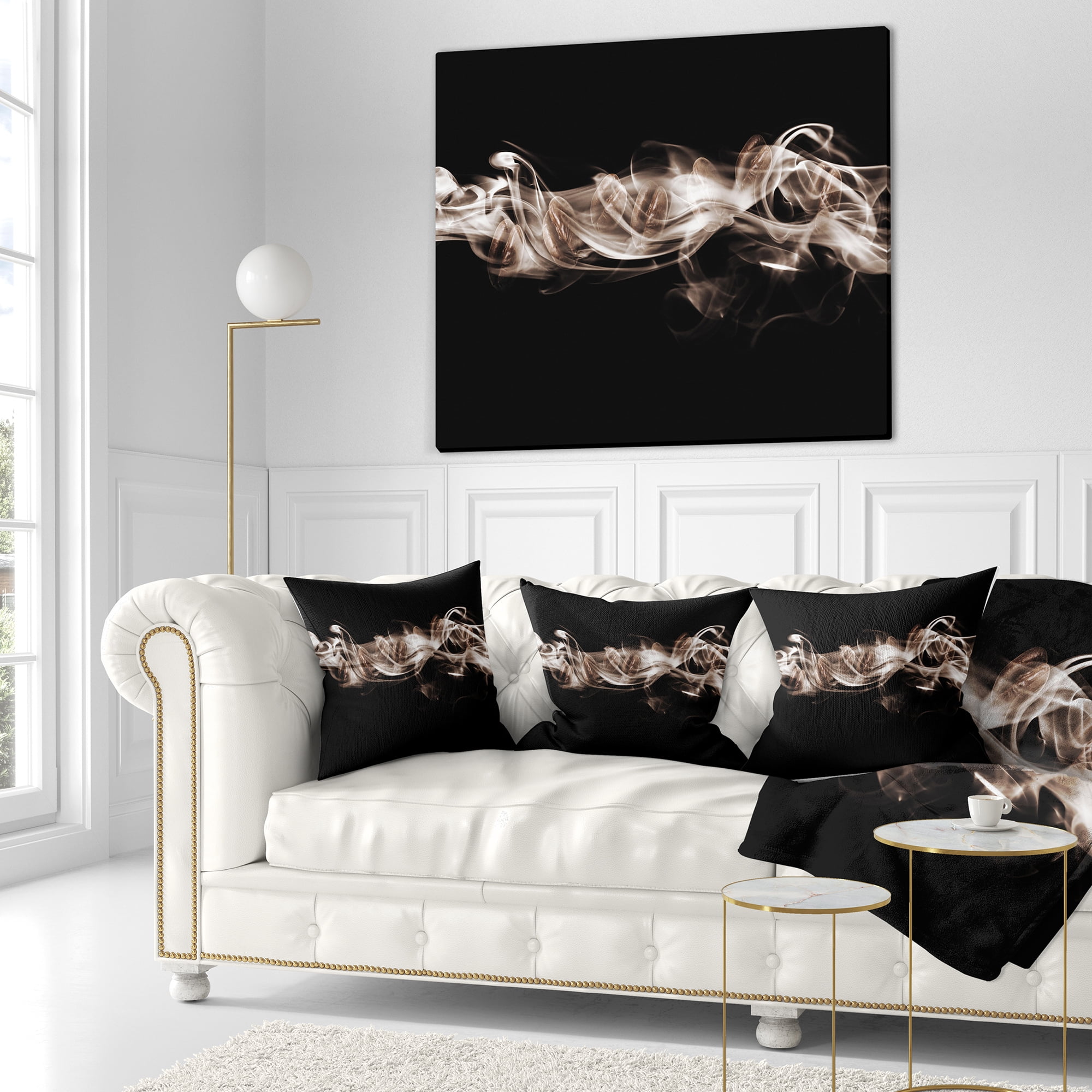 Designart Fractal White Smoke - Contemporary Throw Pillow - 16x16