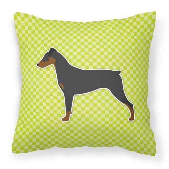 Carolines Treasures BB3813PW1818 German Pinscher Checkerboard Green Fabric Decorative Pillow