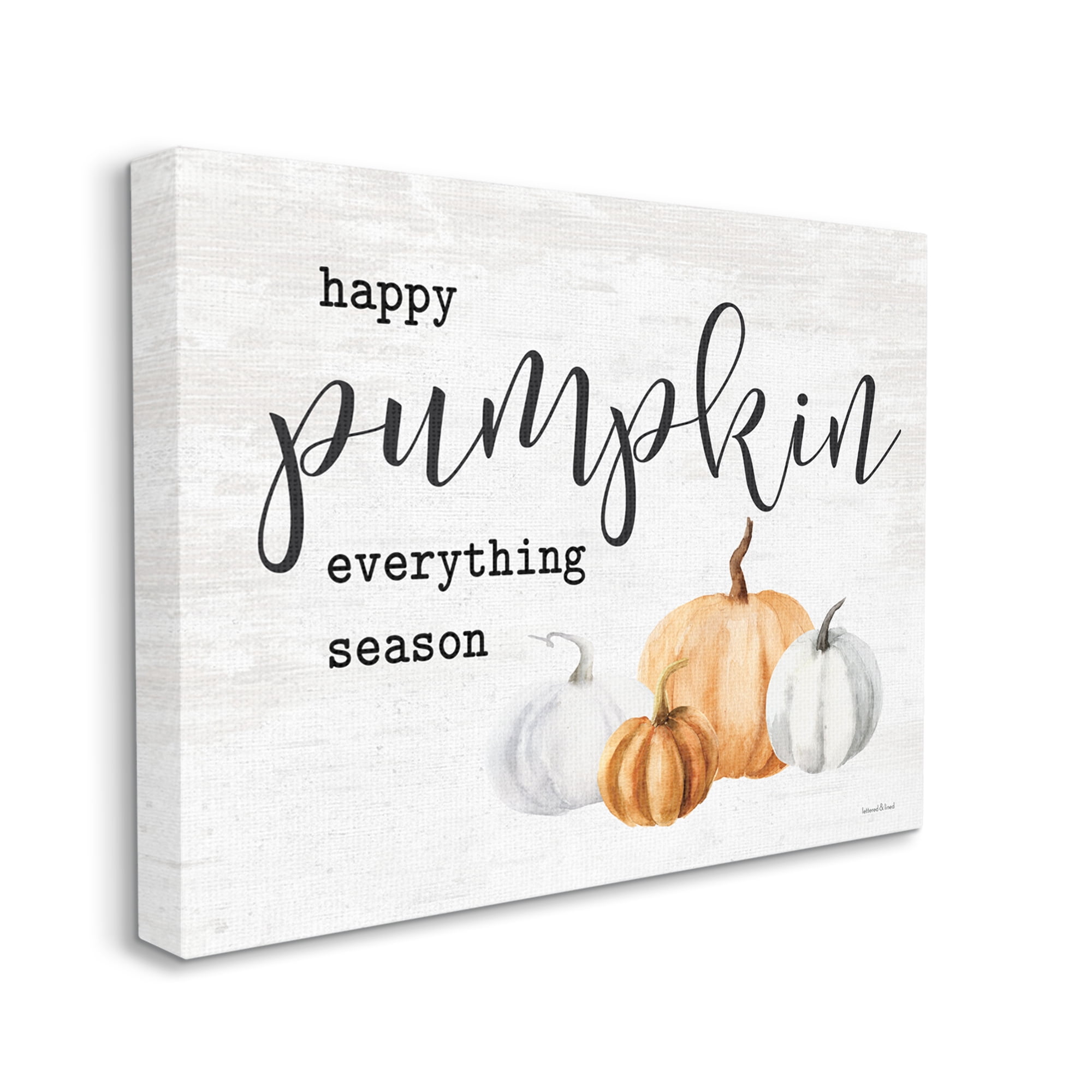 Stupell Industries Happy Pumpkin Everything Season Phrase Autumn Harvest Gourds, 20 x 16, Design by Lettered and Lined