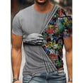 thumbnail image 3 of Short Sleeve Men's Shirt Round Neck Graphic Hand Flower, 3 of 3