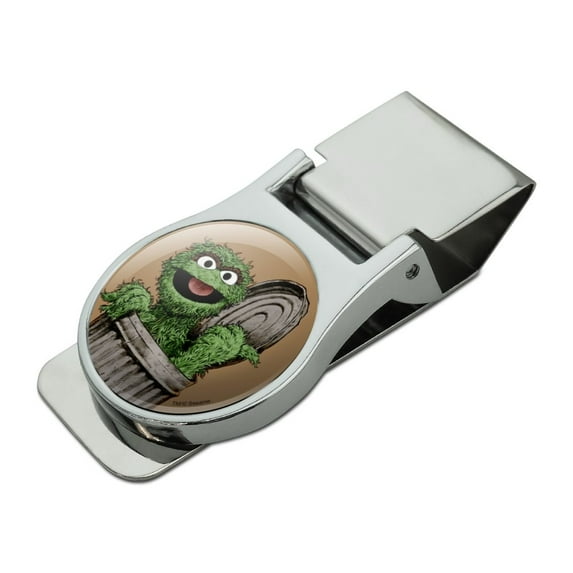 Sesame Street Vintage Oscar the Grouch Satin Chrome Plated Metal Money Clip