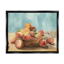 Stupell Industries Kitchen Peaches Still Life Food & Beverage Painting Black Floater Framed Canvas Art Print Wall Art, 21 x 17