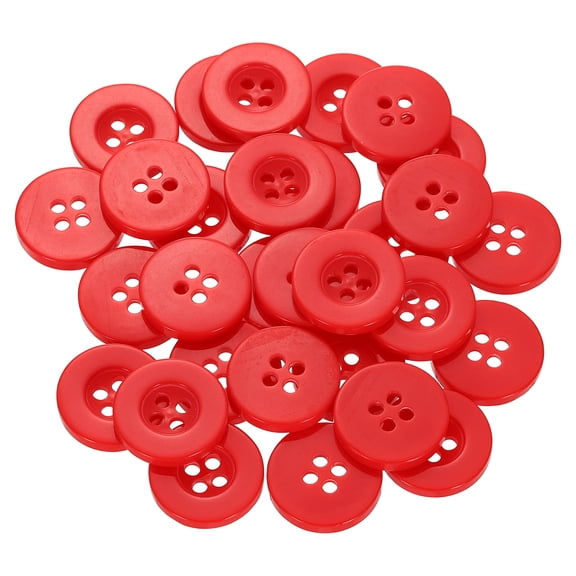 30pcs 28L Sewing Buttons 11/16"(18mm) Resin Round Flat 4-Hole Craft Replacement Buttons for Sewing Clothing and DIY, Red