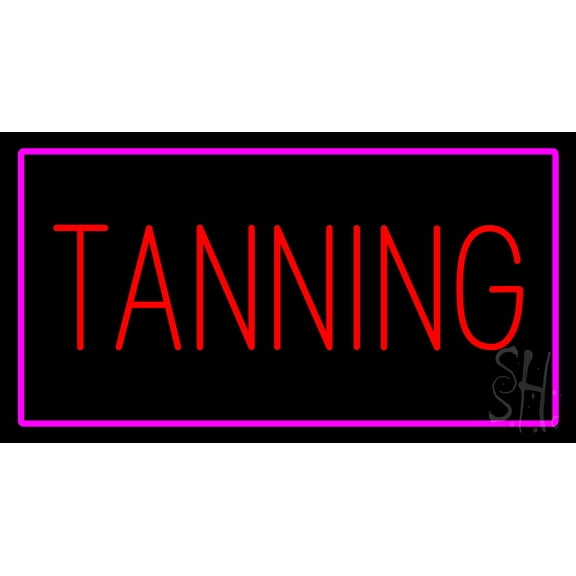 Red Tanning Animated LED Neon Sign 13 x 24 - inches, Black Square Cut Acrylic Backing, with Dimmer - Bright and Premium built indoor LED Neon Sign for Defence Force.