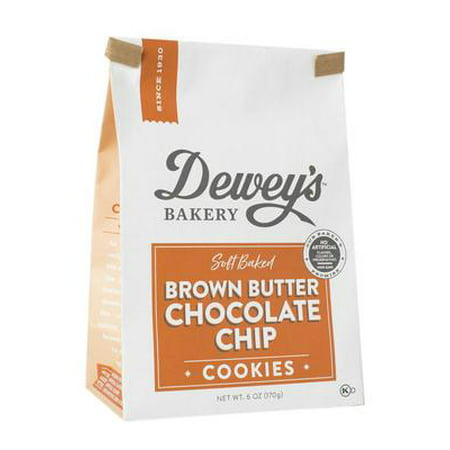 Dewey’s Bakery Soft Baked Brown Butter Chocolate Chip Cookies | Baked in Small Batches | Simple Ingredients | 1Pack, 6