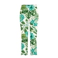 thumbnail image 5 of Pantalon Large pour Femmes Mode Décontractée avec Poches Taille Haute Élastique Imprimé Sport Coton Lin Capris pour Femmes Été Décontracté, 5 of 5