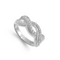 thumbnail image 4 of White CZ Rope Twist Criss Cross Ring .925 Sterling Silver Thumb Band Jewelry Female Size 8, 4 of 4