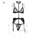 thumbnail image 1 of Mujeres Sexy Body de encaje Ropa interior Sujetador de perspectiva Panty Liguero, S, Negro Guardurnaity XX000193-06, 1 of 7