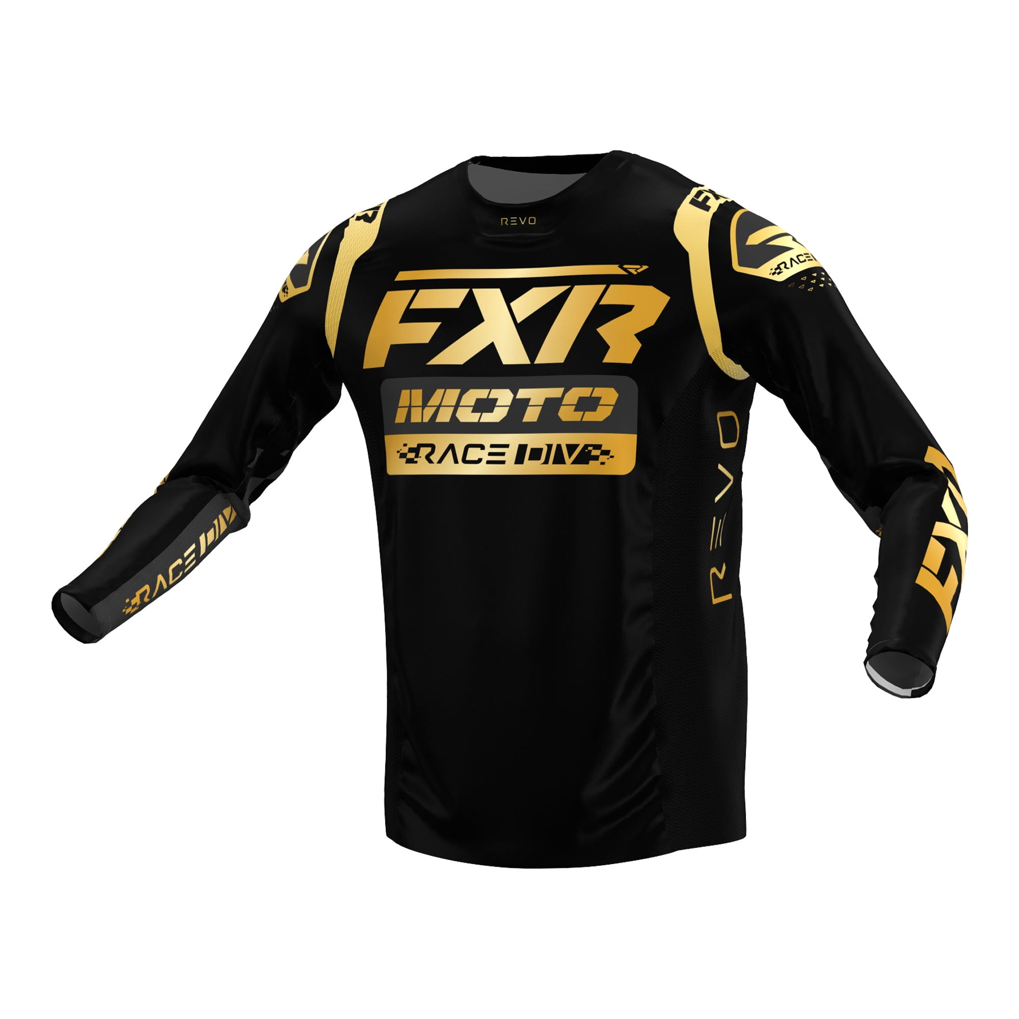FXR Revo Legend Series MX Jersey Black Gold Long Sleeve Lightweight Slim Fit - Medium 223320-1062-10 FXR Revo Legend Series MX Jersey Black Gold Long Sleeve Lightweight Slim Fit - Medium 223320-1062-10