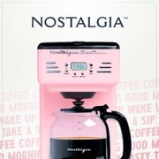 Nostalgia Retro Coffee Maker, 12-Cup Programmable Vintage Coffee Machine with Anti-Drip Carafe, Pink
