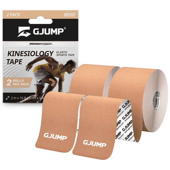 Kinesiology Tape, Uncut Premium Elastic Athletic Tape 2 Rolls, Beige