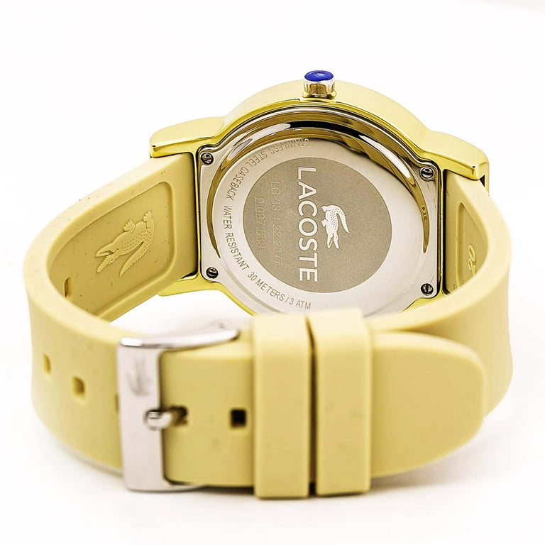 Lacoste Men s 2020048 Unisex Tokyo Gold Tone Dial Beige Silicone Strap Watch