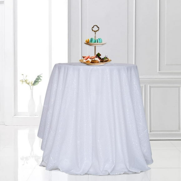Mantel PartyDelight con lentejuelas blancas, rectangular, 122 x 183 cm