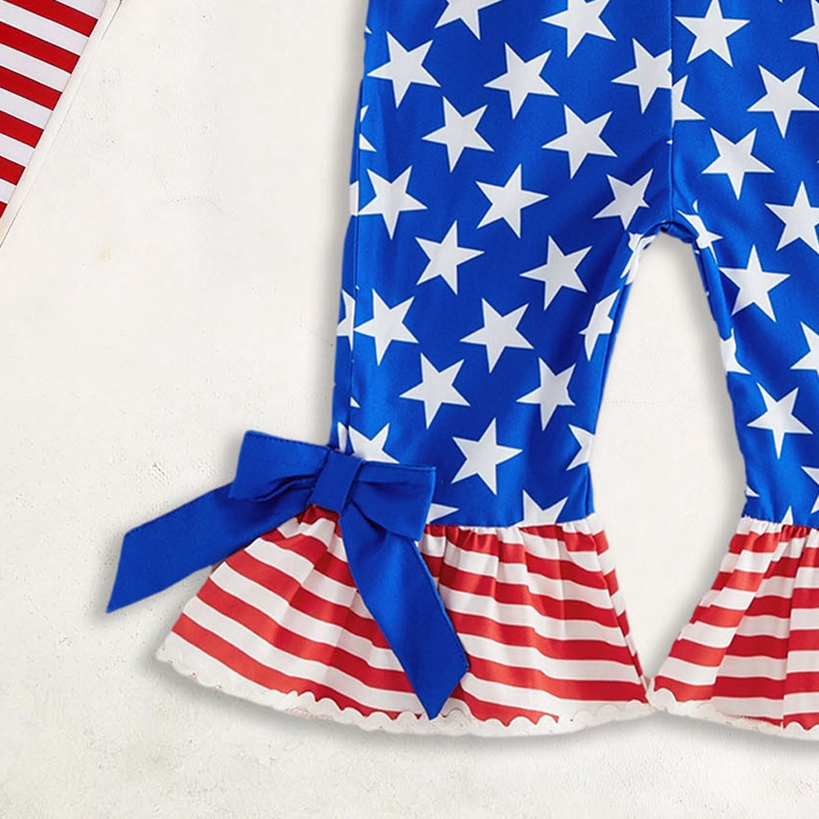 GEWSEY Toddler Baby Girl Jumpsuit Clothes Bell Bottom Romper Strawberry Print Pant Suspender Girl Piece Outfit 3-4 Years Blue