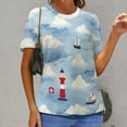 thumbnail image 3 of Nautical Lighthouse Sailboats(1)-5 T Shirts Basic T-Shirt Short Sleeve Ladies Tee Shirt Summer Graphic Clothing, 3 of 7