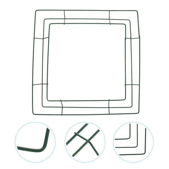 HOMEMAXS  2 Pcs Square Metal Garland Swuare Wreaths Front Door Decoration Green