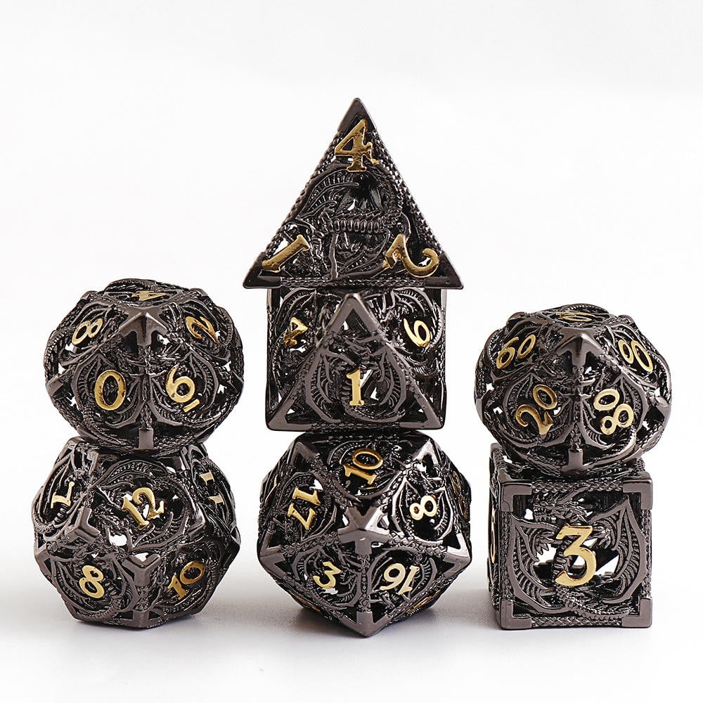 Dadiy Metal Dice DND Set RolePlaying D&D 7 Pure Copper Hollow polyhedral dice Suitable for