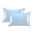 thumbnail image 2 of Dailycode Satin Pillow Case Standard Silk Pillow Cover for Hair and Skin Envelope Closure Baby Blue 20"x26", 2 of 9
