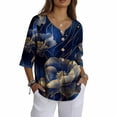 thumbnail image 4 of NSLGXD 3/4 Sleeve Fall Tops for Women Notch V Neck Vintage Graphic Tees Relaxed Fit Casual Trendy Outfits S-2XL, 4 of 4