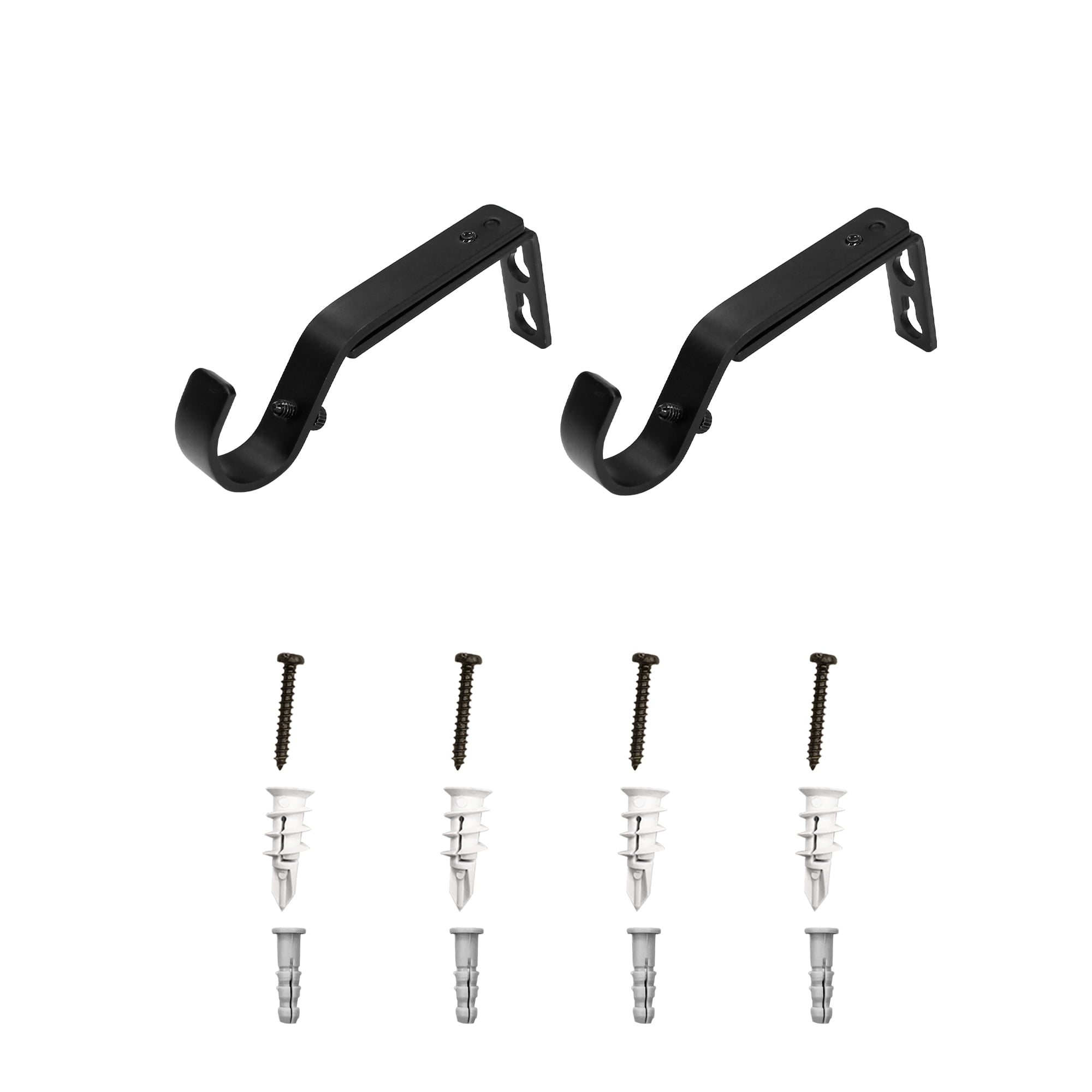 Ensemble de supports de tringle à rideaux simple réglables Noir mat 2,2 cm à 2,5 cm Mainstays (paquet de 2)