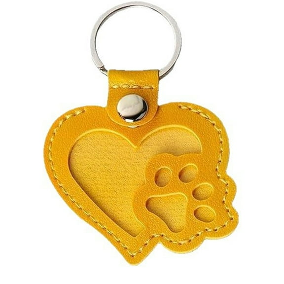 PuSpu Pet Paw Leather Keychain – Home Decoration & Kitchen Utensils Inspired Memorial Gift for Dog Cat Hair Keepsake, 2.3" Cute Bag Charm
