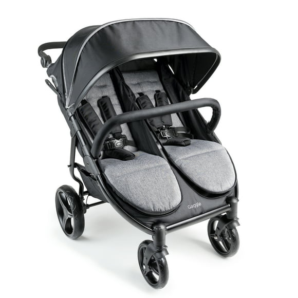 Gaggle Roadster Double Stroller with Expandable Canopy, Black/Gray